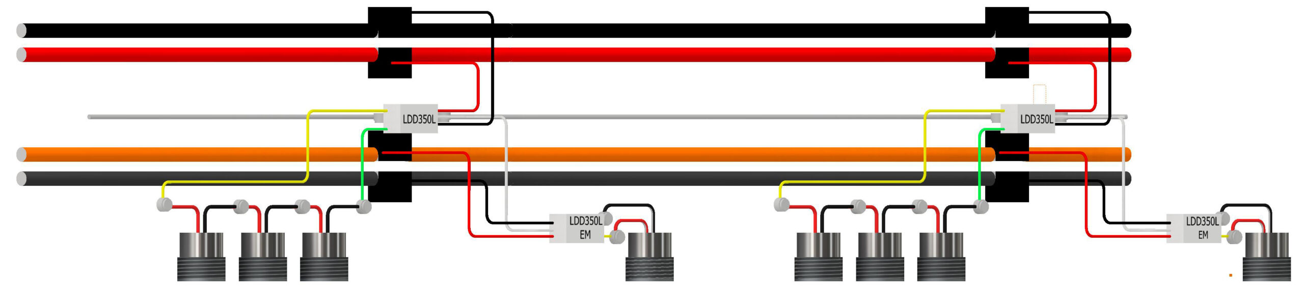 LED Handrail Power Supply and Emergency Series Parallel - Parallel